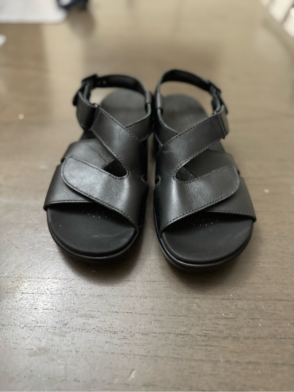 SAS Black Leather Cross-Strap Sandals - Picture 2 of 11